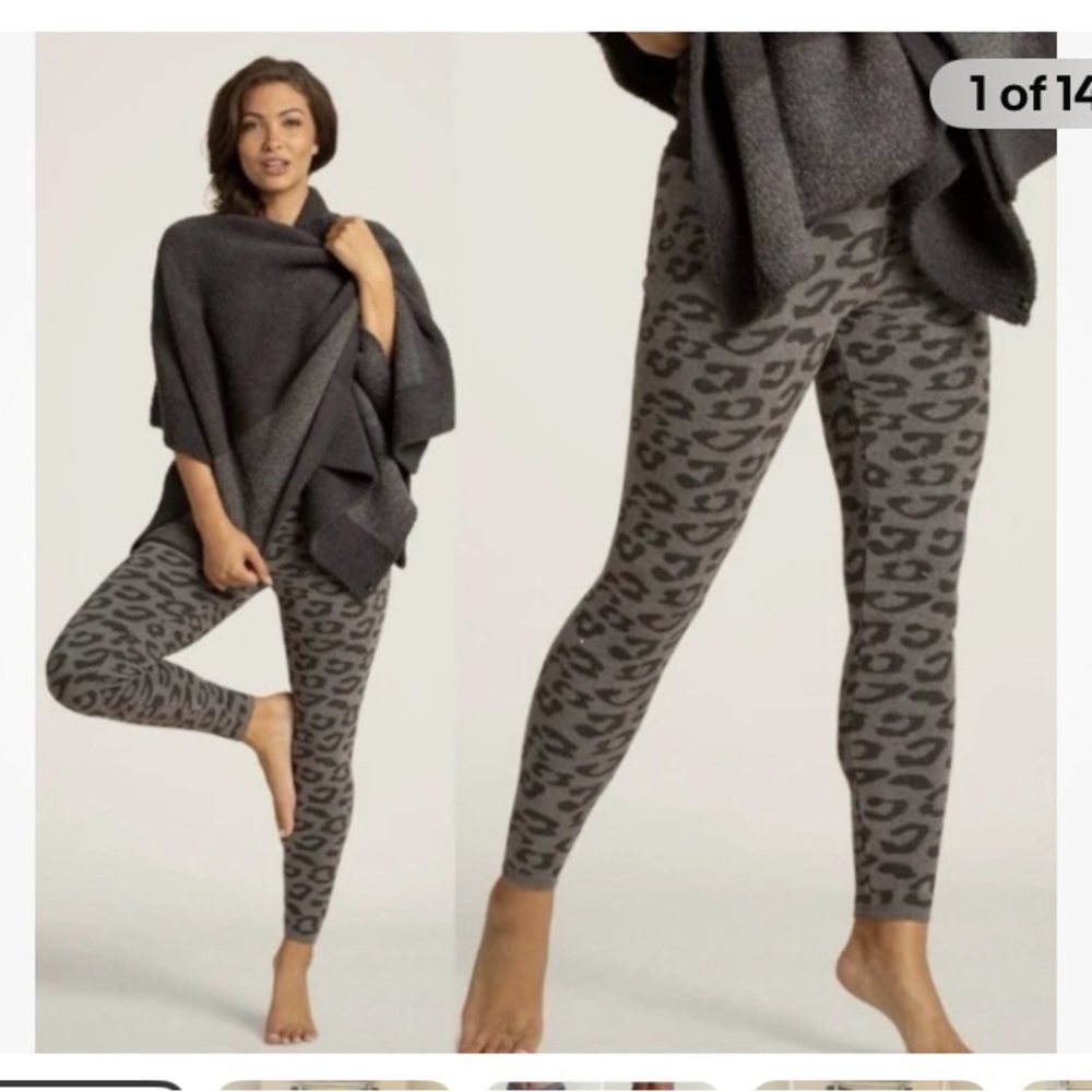Barefoot Dreams Graphite Carbon Leopard Leggings NWT Sz Small